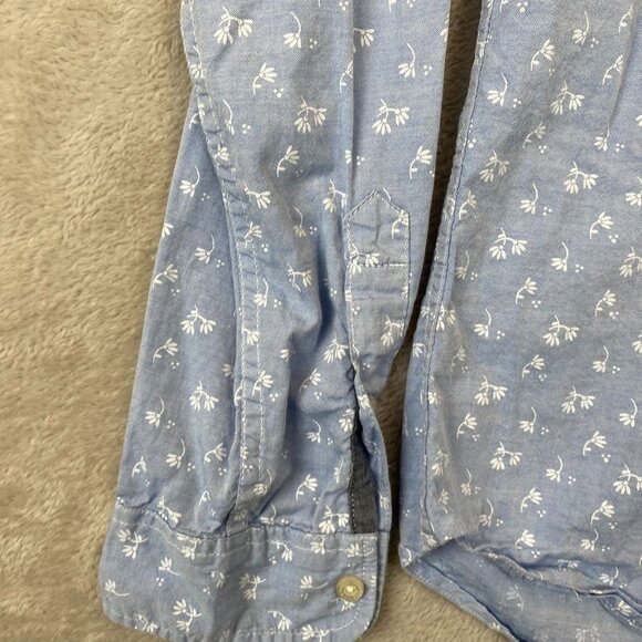 Aeropostale Mens Shirt Small Long Sleeve Floral Button Down Travel Casual Blue - Picture 12 of 14